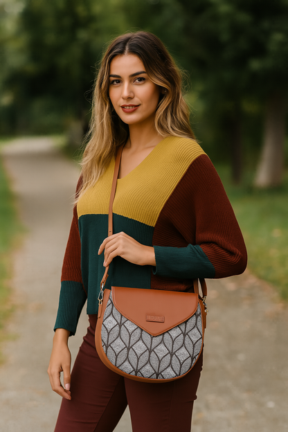 Monochrome Ladies Crossbody Sling Bag – Handcrafted Printed Shoulder Purse