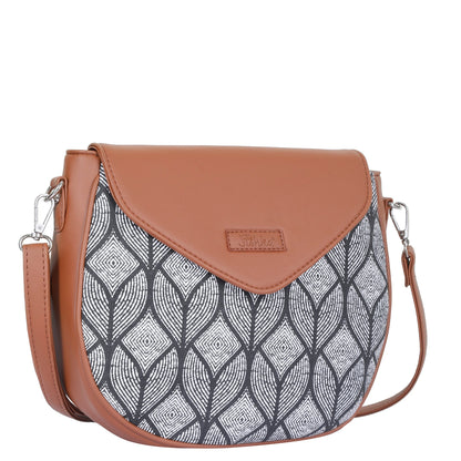 Monochrome Ladies Crossbody Sling Bag – Handcrafted Printed Shoulder Purse