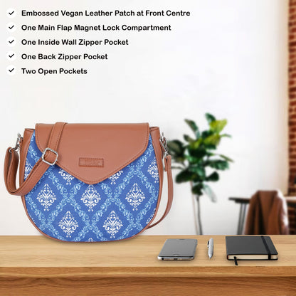 Women’s Blue Crossbody Bags with Vegan Leather Trim – Wholesale