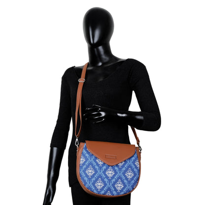 Women’s Blue Crossbody Bags with Vegan Leather Trim – Wholesale