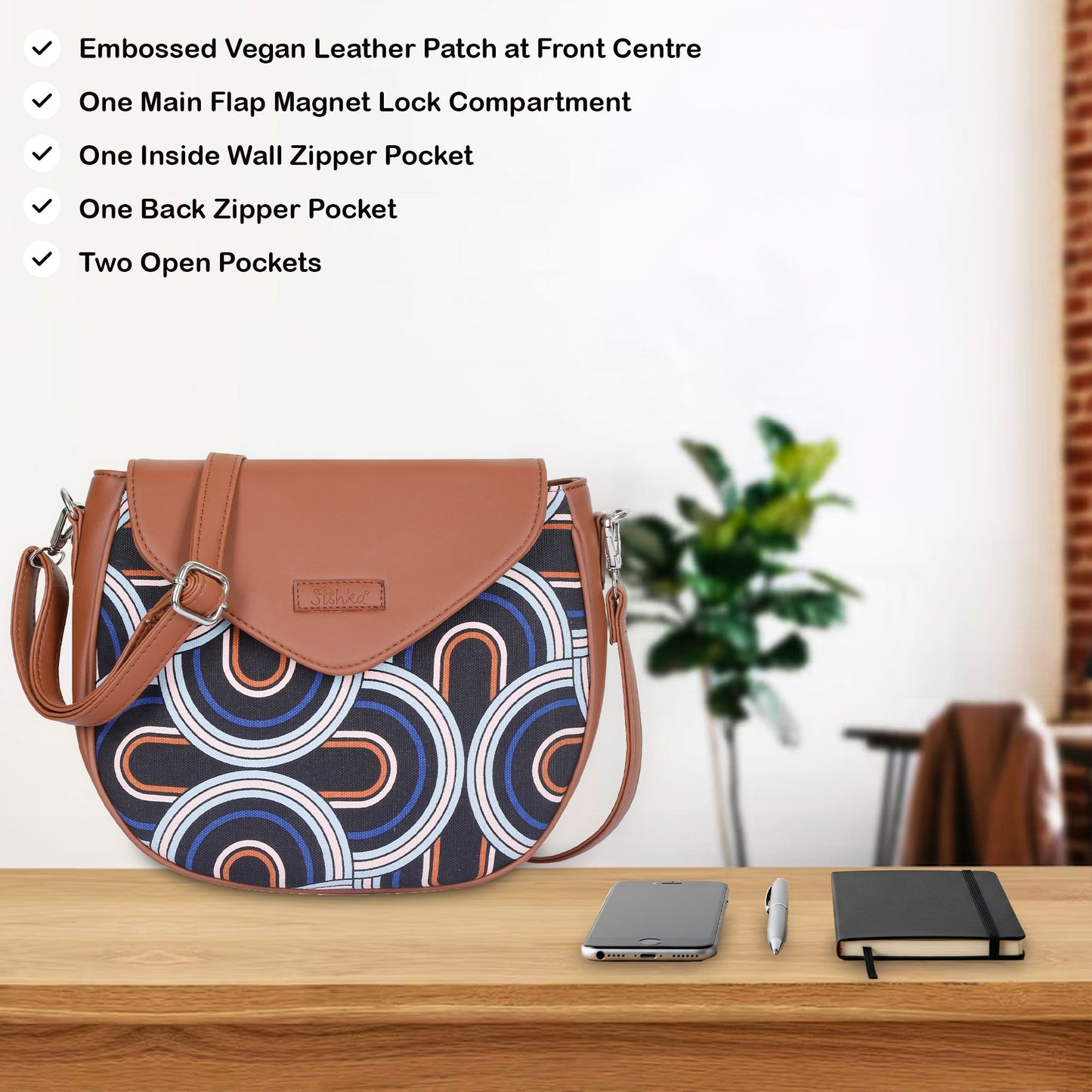 Abstract Crossbody Sling Bag – Handcrafted Printed Shoulder Purse for Women