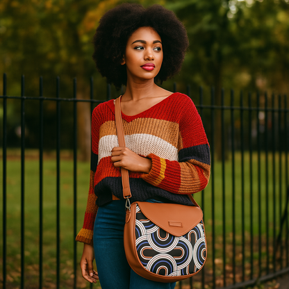 Abstract Crossbody Sling Bag – Handcrafted Printed Shoulder Purse for Women