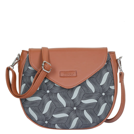 Olive Green Crossbody Sling Bag – Handcrafted Printed Purse with Strap