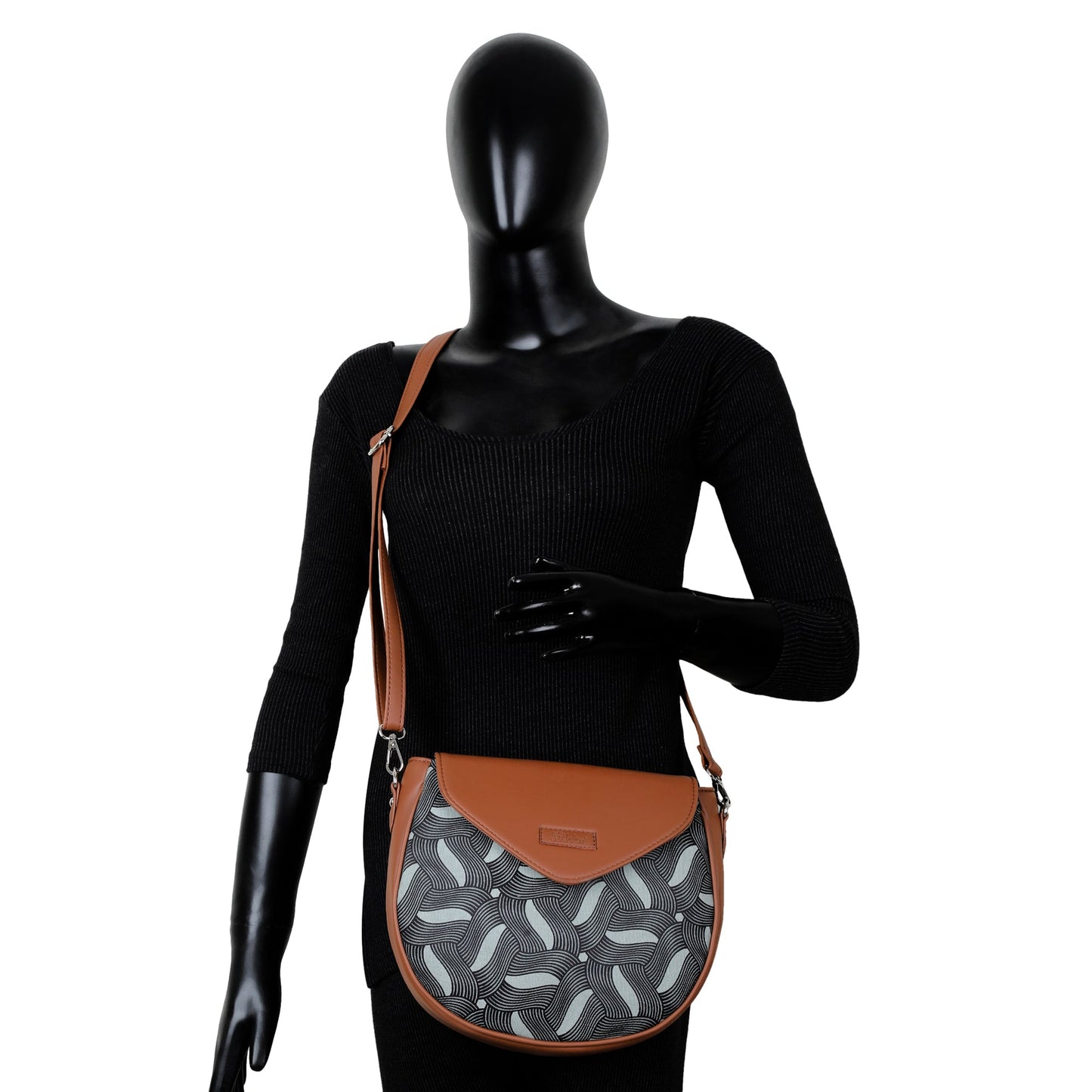 Olive Green Crossbody Sling Bag – Handcrafted Printed Purse with Strap