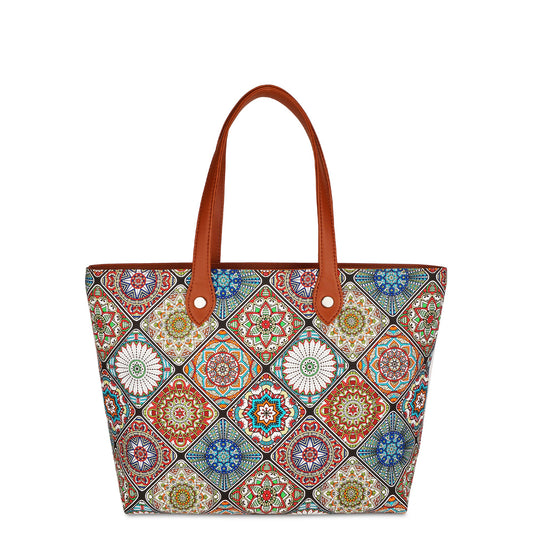 Women’s Handcrafted Printed Tote Bags – Multicolor, Monochrome, Blue, Abstract & Olive Variants