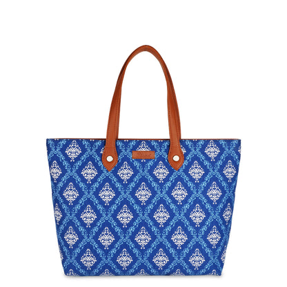 Blue Handcrafted Printed Tote Bag for Women – Chic Shoulder Satchel & Daily Purse