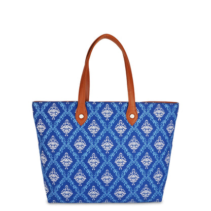 Blue Handcrafted Printed Tote Bag for Women – Chic Shoulder Satchel & Daily Purse