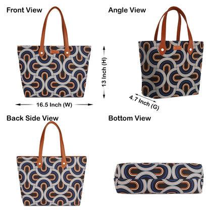 Abstract Handcrafted Printed Tote Bag for Women – Trendy Shoulder Satchel & Purse