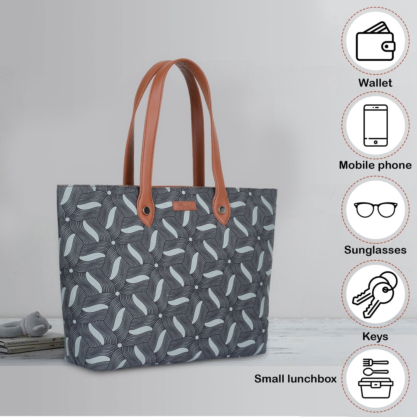 Olive Green Handcrafted Printed Tote Bag for Women – Durable Shoulder Satchel & Purse