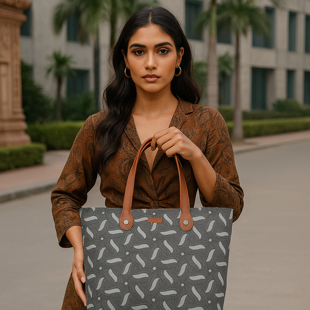 Olive Green Handcrafted Printed Tote Bag for Women – Durable Shoulder Satchel & Purse