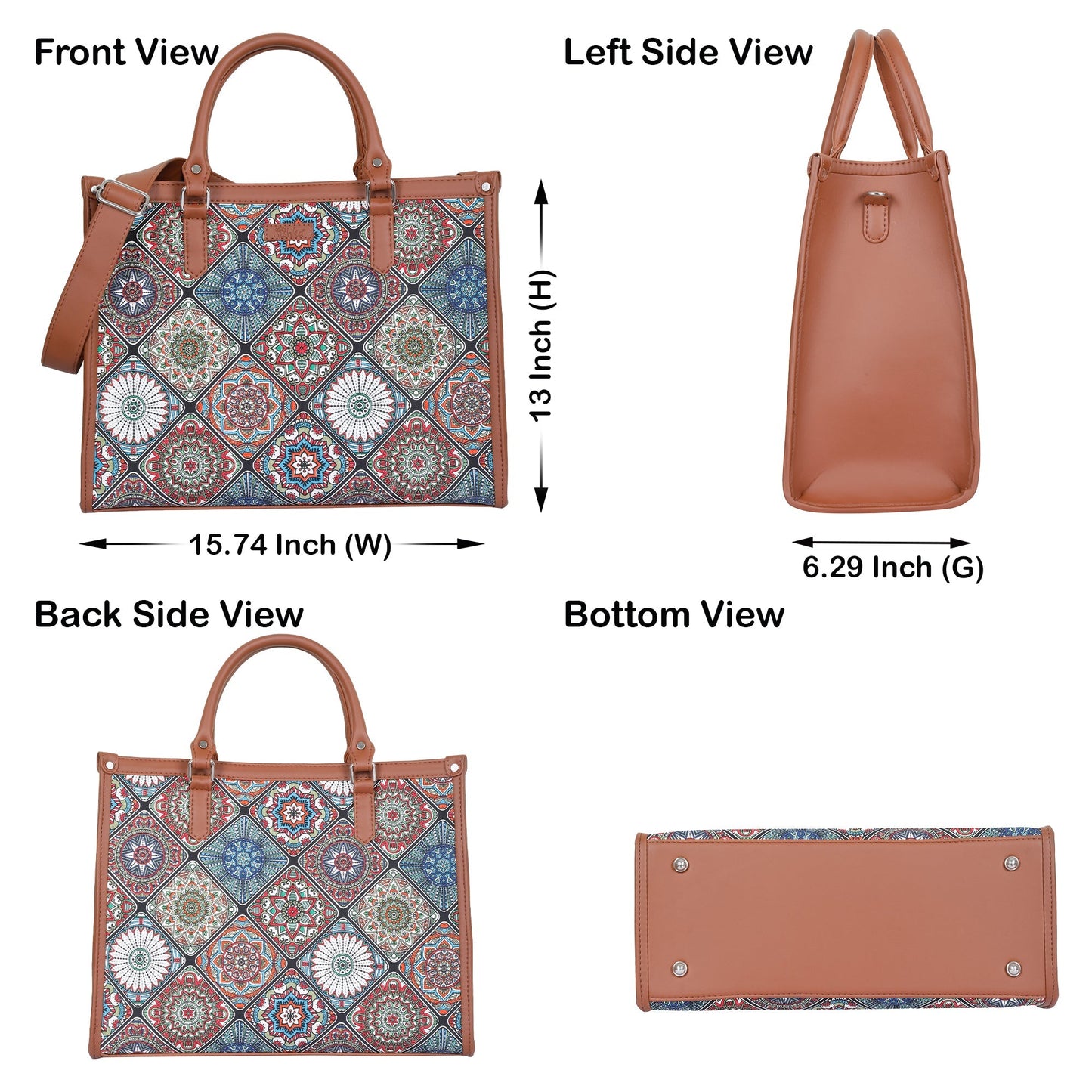 Multicolor Handcrafted Printed Laptop Bag – Satchel Purse for Women’s Daily Use