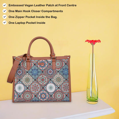 Multicolor Handcrafted Printed Laptop Bag – Satchel Purse for Women’s Daily Use