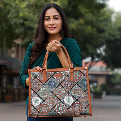Multicolor Handcrafted Printed Laptop Bag – Satchel Purse for Women’s Daily Use