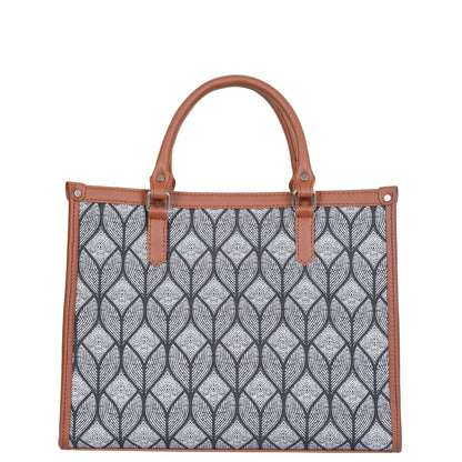 Monochrome Handcrafted Printed Laptop Bag – Elegant Shoulder Satchel for Travel & Work