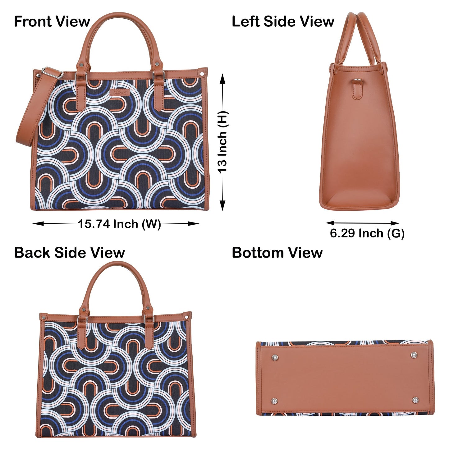 Abstract Handcrafted Printed Laptop Bag – Stylish Satchel for Women’s Work & Travel Use