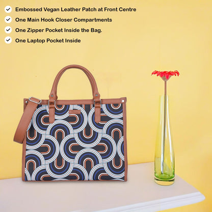 Abstract Handcrafted Printed Laptop Bag – Stylish Satchel for Women’s Work & Travel Use