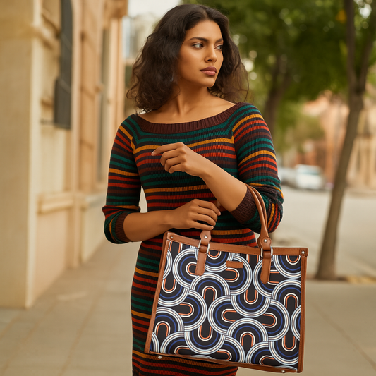 Abstract Handcrafted Printed Laptop Bag – Stylish Satchel for Women’s Work & Travel Use