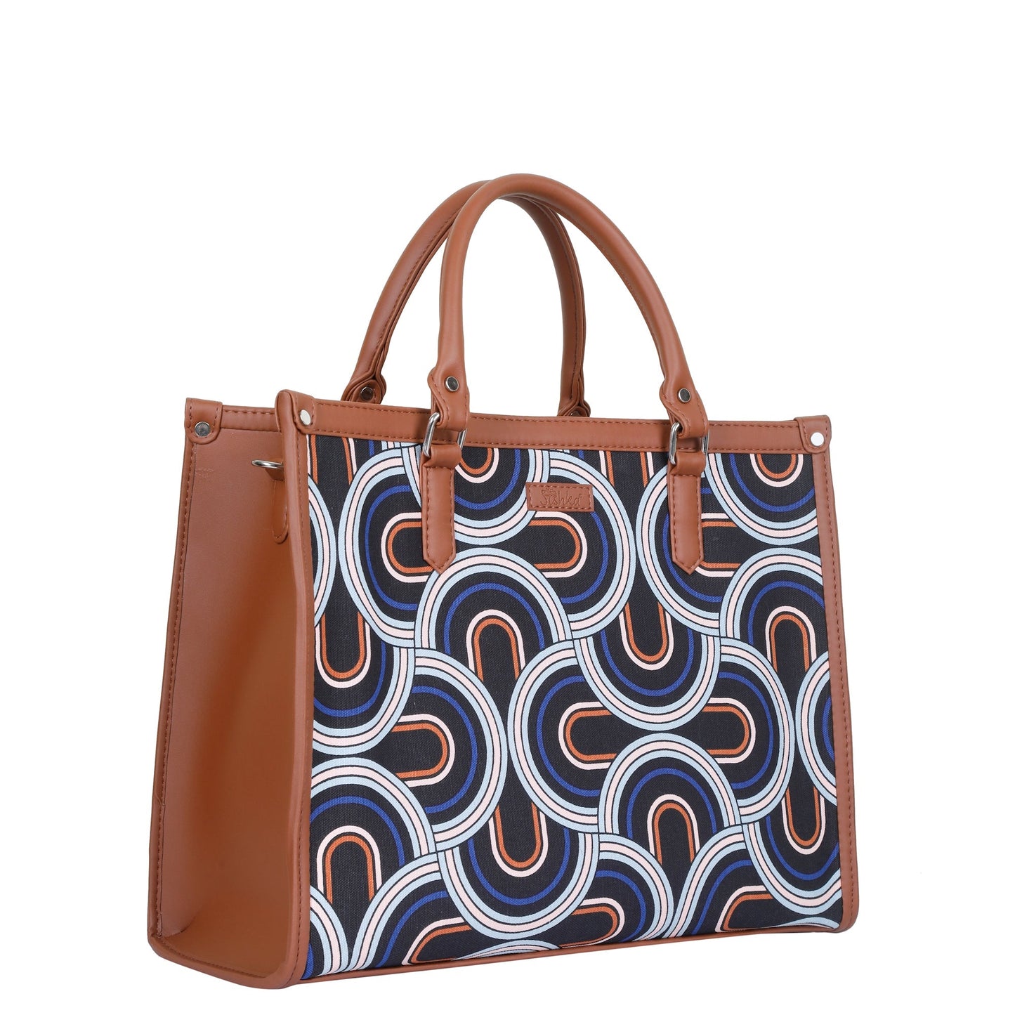 Abstract Handcrafted Printed Laptop Bag – Stylish Satchel for Women’s Work & Travel Use