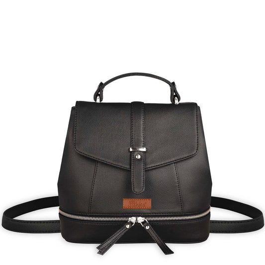 Black Leather Backpack Purse for Women –  Handbag & Shoulder Bag for Work