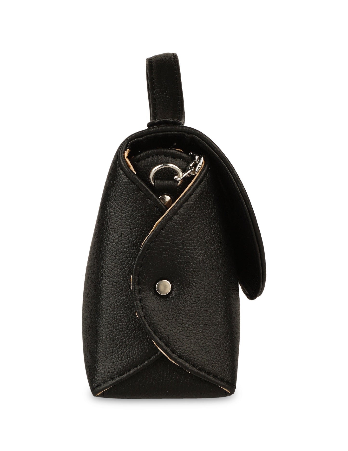 Black Vegan Leather Crossbody Sling Bag – Women’s Chain Strap Shoulder Handbag