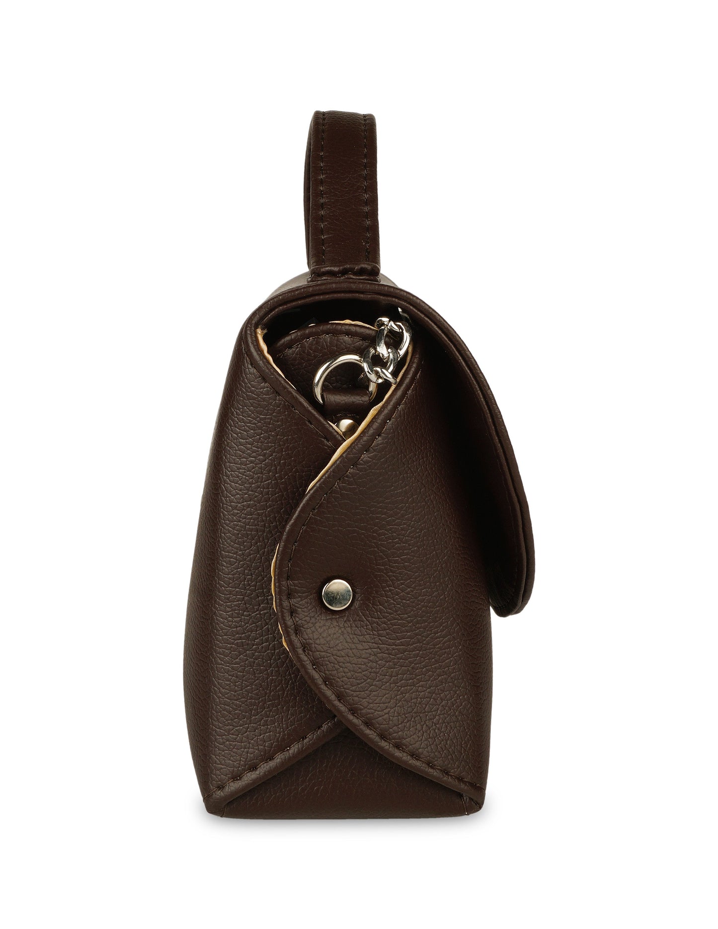 Brown Vegan Leather Crossbody Sling Bag – Women’s Chain Strap Shoulder Handbag