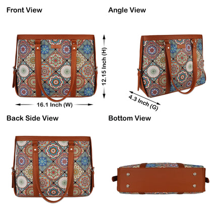 Multicolor Handcrafted Printed Laptop Bag for Women – Work Tote & Shoulder Carryall