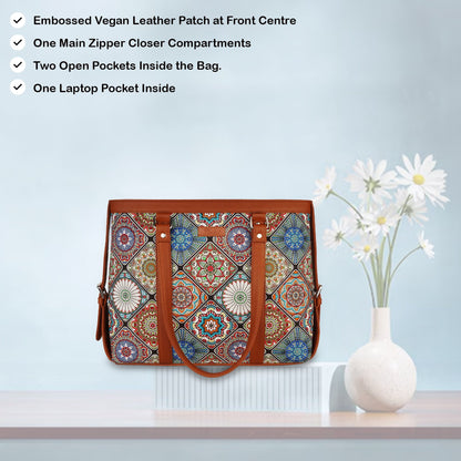 Multicolor Handcrafted Printed Laptop Bag for Women – Work Tote & Shoulder Carryall