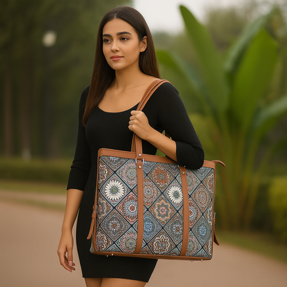 Multicolor Handcrafted Printed Laptop Bag for Women – Work Tote & Shoulder Carryall