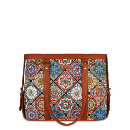 Multicolor Handcrafted Printed Laptop Bag for Women – Work Tote & Shoulder Carryall