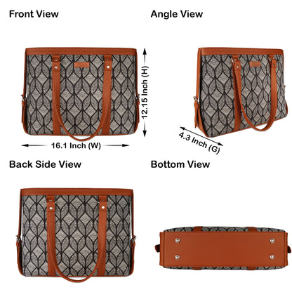 Women’s Monochrome Laptop Tote Bags with Vegan Leather Trim – Wholesale