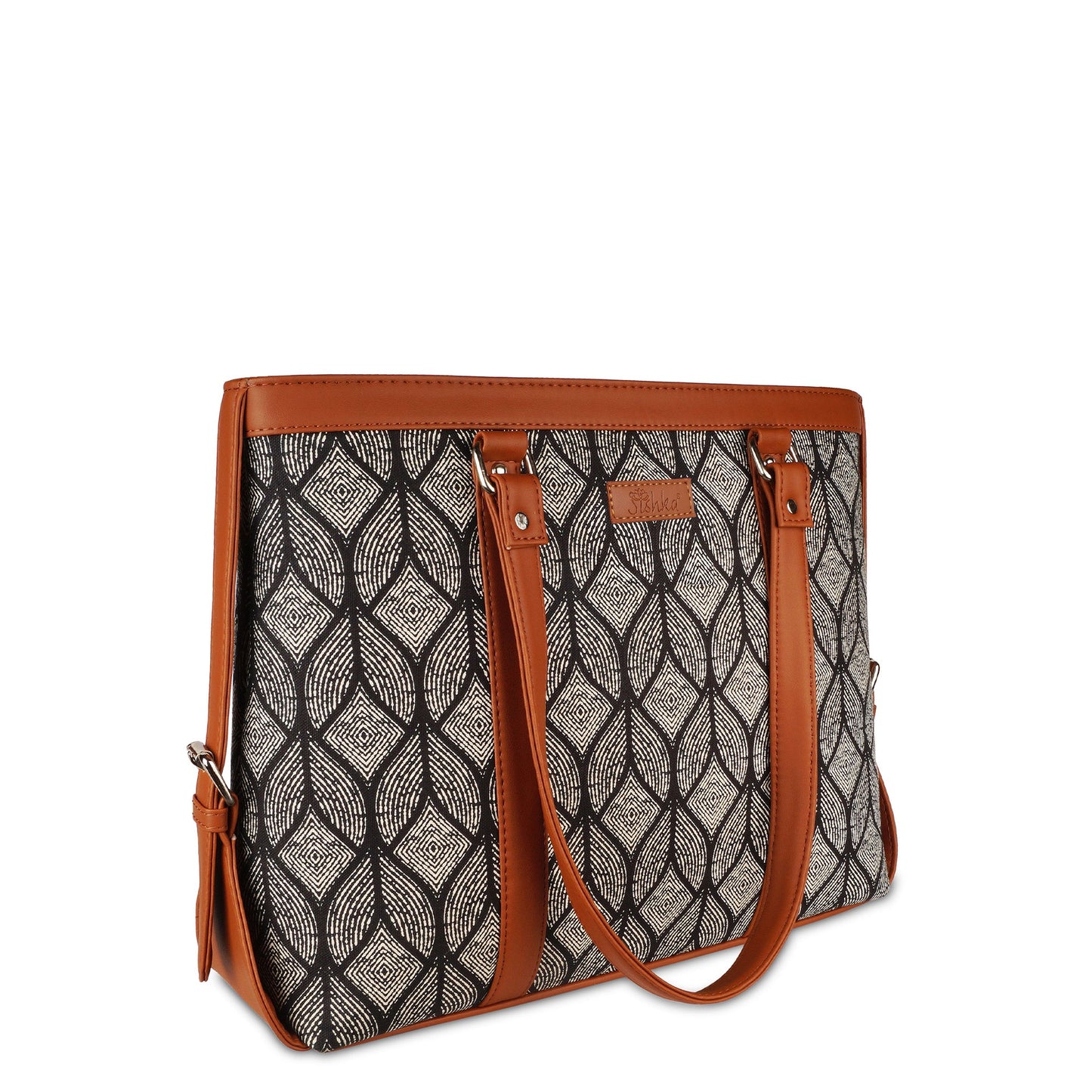 Women’s Monochrome Laptop Tote Bags with Vegan Leather Trim – Wholesale