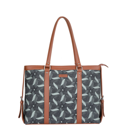 Olive Handcrafted Printed Laptop Bag for Ladies – Satchel Tote for Travel & Office Use