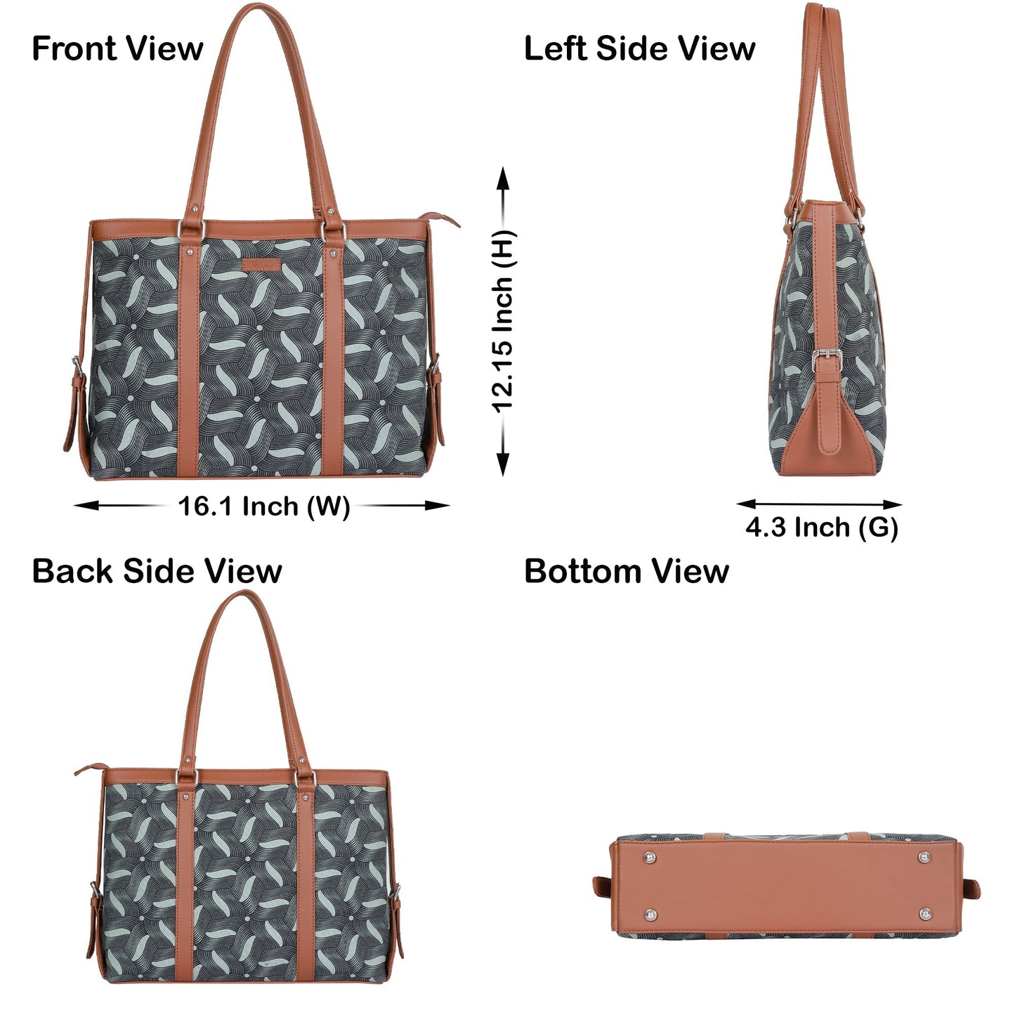 Olive Handcrafted Printed Laptop Bag for Ladies – Satchel Tote for Travel & Office Use