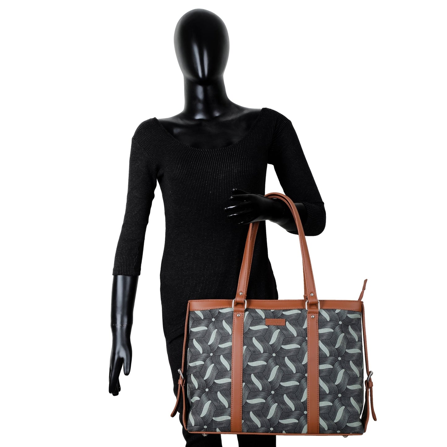 Olive Handcrafted Printed Laptop Bag for Ladies – Satchel Tote for Travel & Office Use