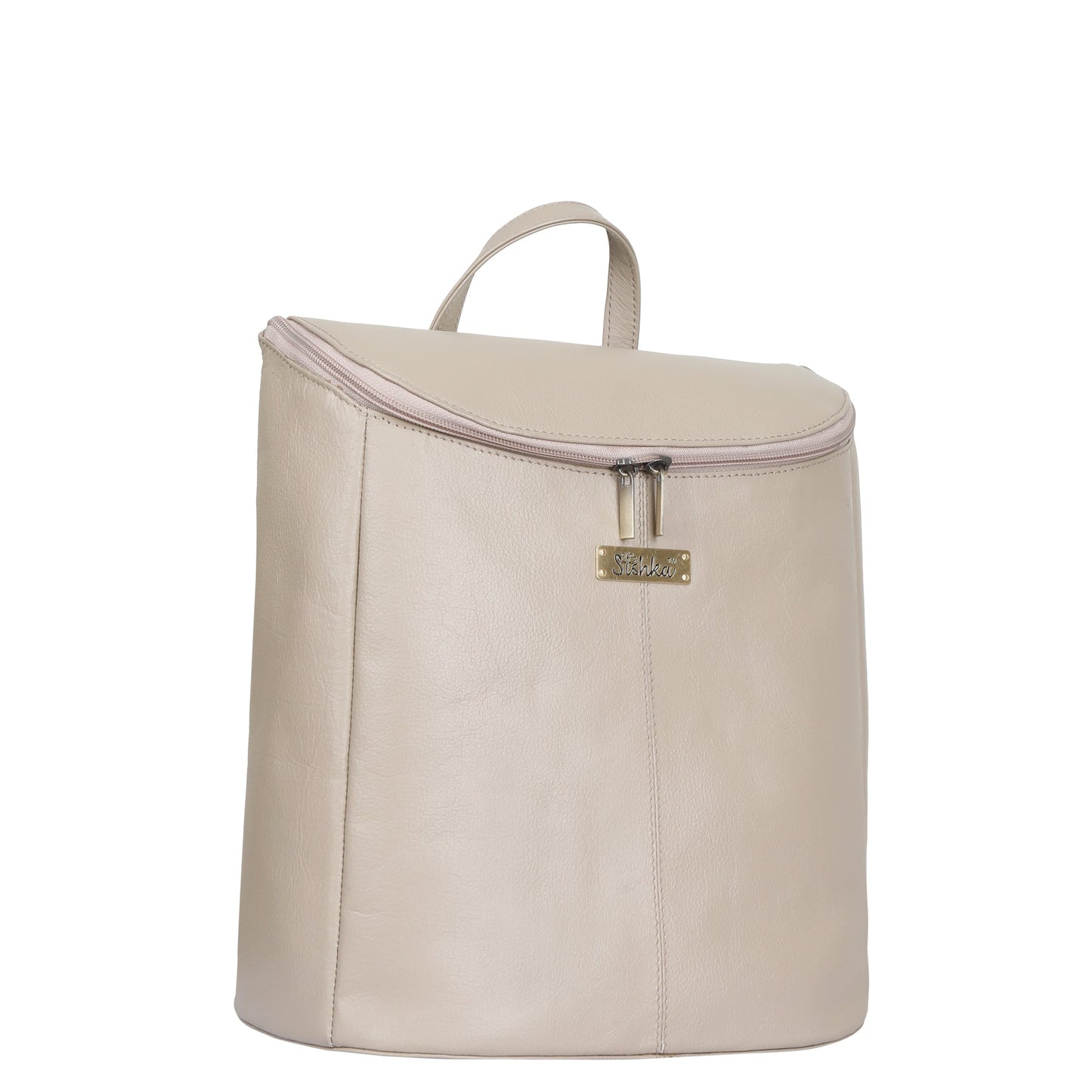 Leather Taupe/Off White Backpack Purse for Women - Daypack For Travel, Daily Use and Work