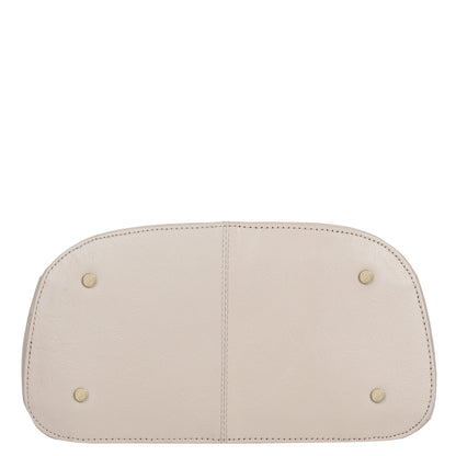 Leather Taupe/Off White Backpack Purse for Women - Daypack For Travel, Daily Use and Work