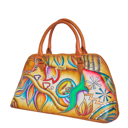 Handbag Multi Compartment Abstract hand painted Bag
