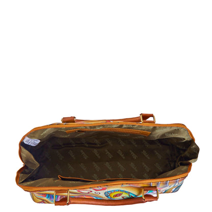 Handbag Multi Compartment Abstract hand painted Bag