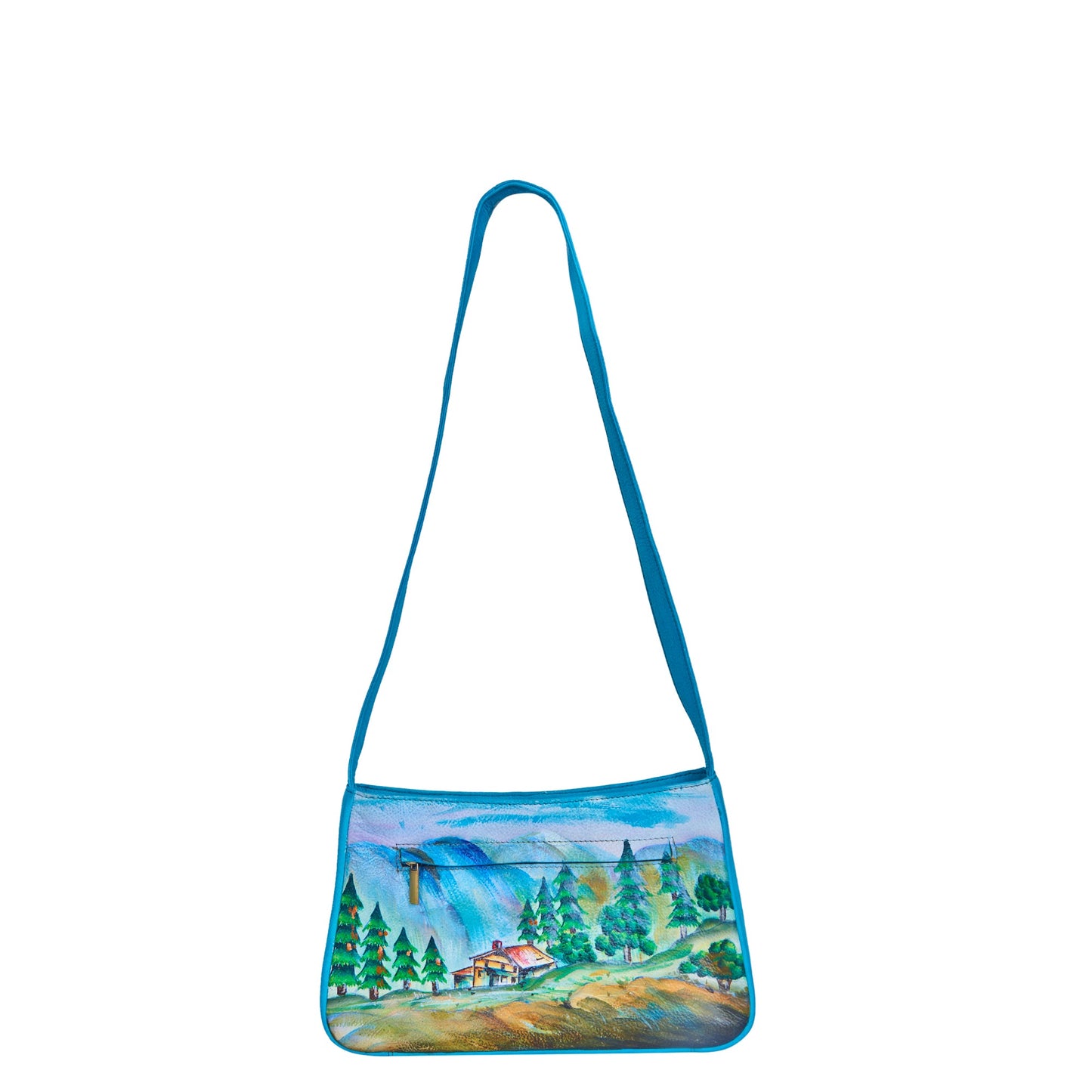 Mountain Landscape hand Painted Leather Shoulder Bag