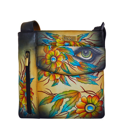 Modern Hand-Painted Art Cross Body Leather Bag