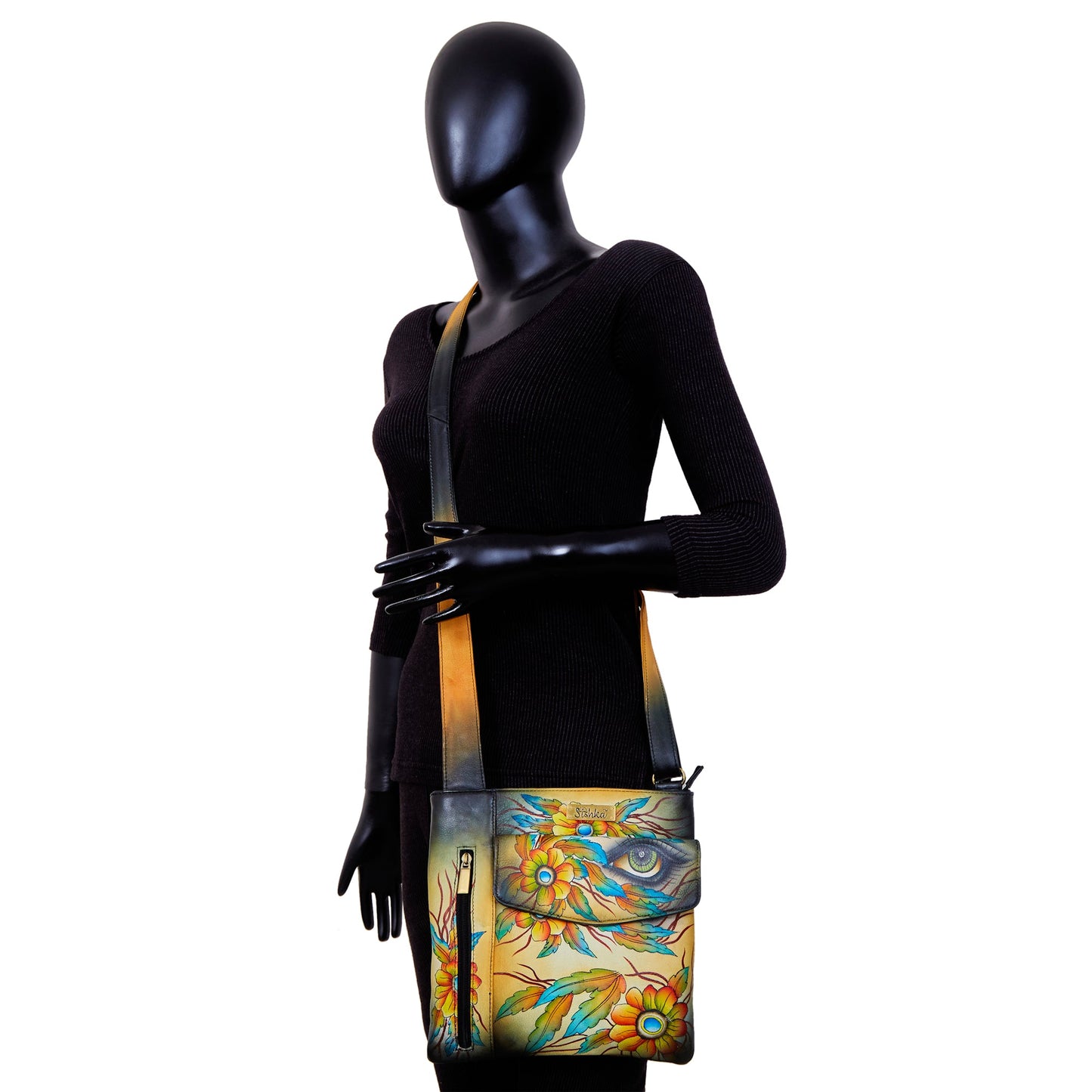 Modern Hand-Painted Art Cross Body Leather Bag
