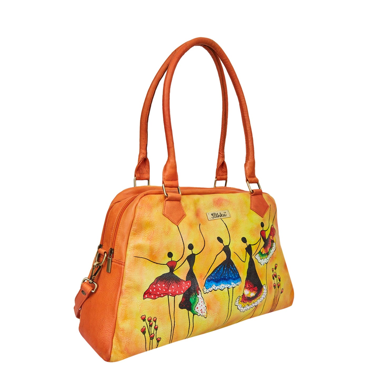 Sishka Leather Shoulder Bag: Dance Art