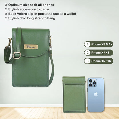 Olive Genuine Leather Mobile Crossbody Bag Wholesale for Women – Phone Purse