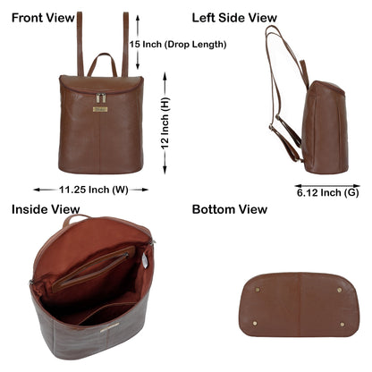 Genuine Leather Brown Backpack Purse for Women – Designer Shoulder Bag