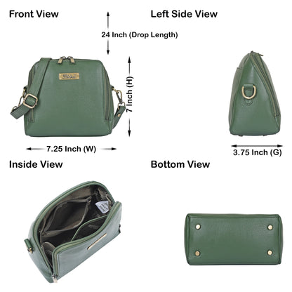 Women Olive Genuine Leather Crossbody Handbag – Premium Shoulder Bag