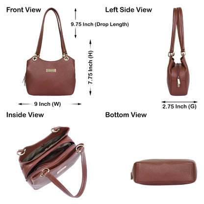 Brown Genuine Leather Satchel Bag – Women’s Tote Purse & Handbag