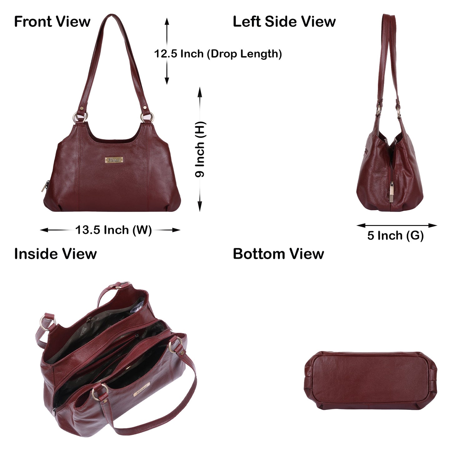 Wholesale Cherry Red Genuine Leather Satchel Shoulder Bag For women | Daily Use, Travel, Trips