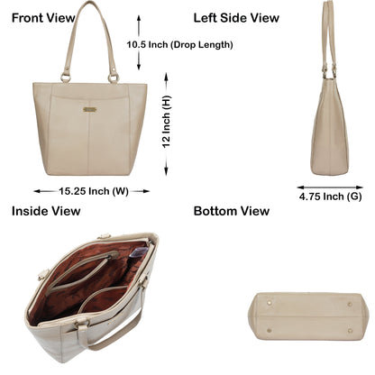 Taupe Genuine Leather Tote Shoulder Bag Wholesale for Women