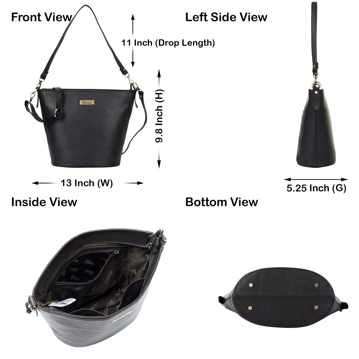 Black Genuine Leather Bucket Hobo Crossbody Bag Wholesale for Women – Office, Event & Travel
