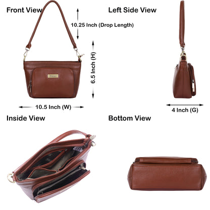Brown Genuine Leather Shoulder handbag Wholesale for Women – Tote with Front Pocket